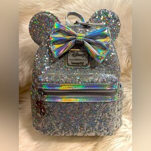 Loungefly X LASR Exclusive Disney Holographic Sequin Minnie Mini Backpack
